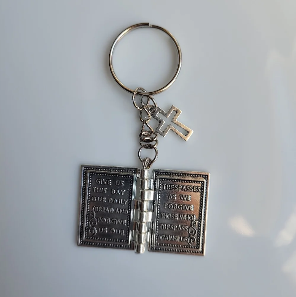 NEW Silver Tone Tiny Bible Keychain or Purse Charm